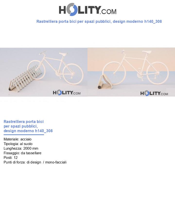 Rastrelliera porta bici per spazi pubblici, design moderno h140_308