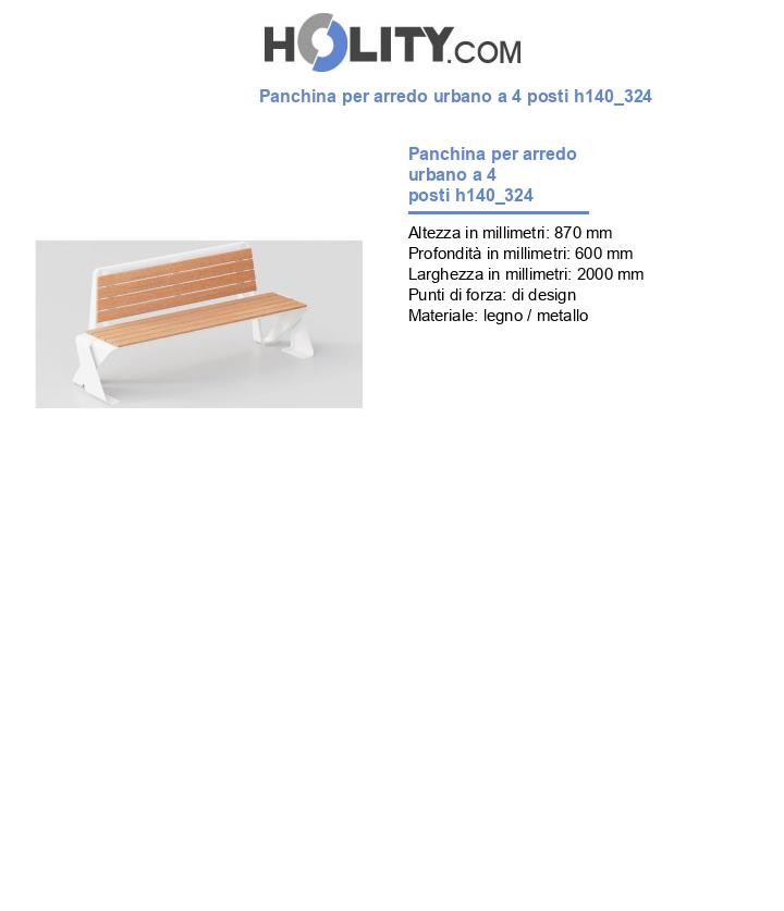 Panchina per arredo urbano a 4 posti h140_324