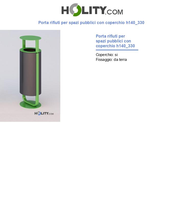 Porta rifiuti per spazi pubblici con coperchio h140_330