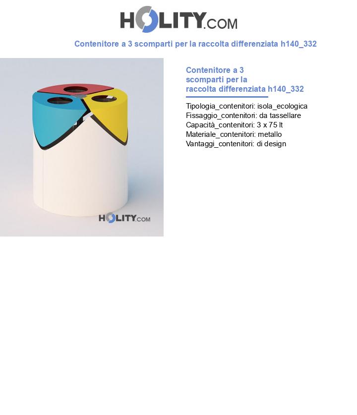Contenitore a 3 scomparti per la raccolta differenziata h140_332