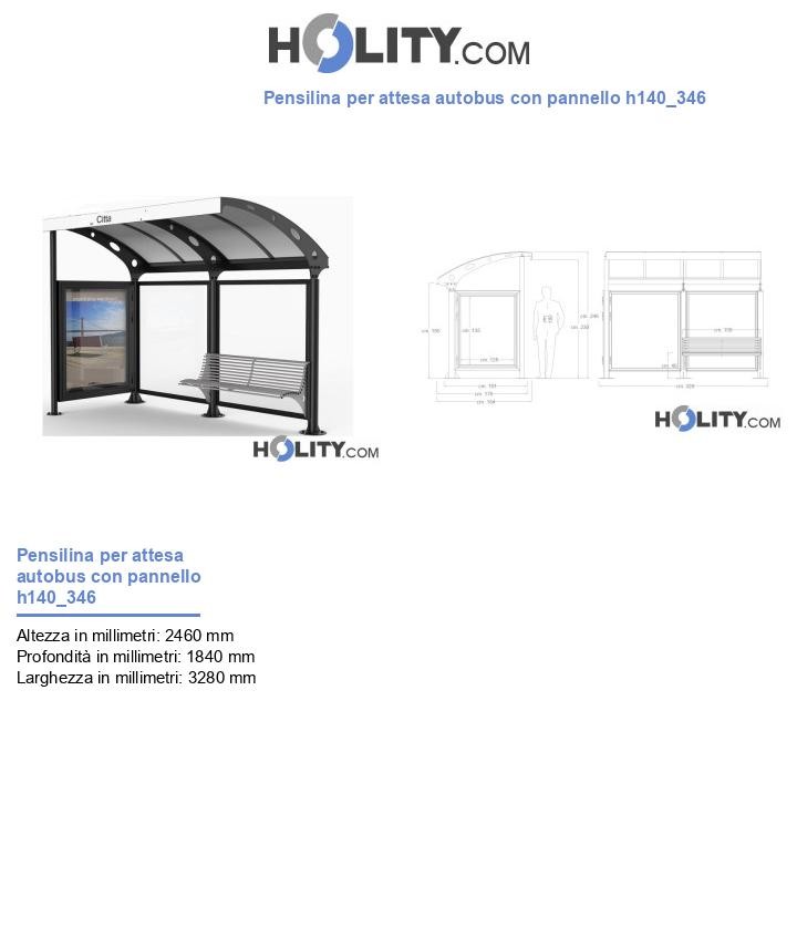 Pensilina per attesa autobus con pannello h140_346