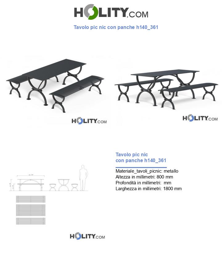 Tavolo pic nic con panche h140_361