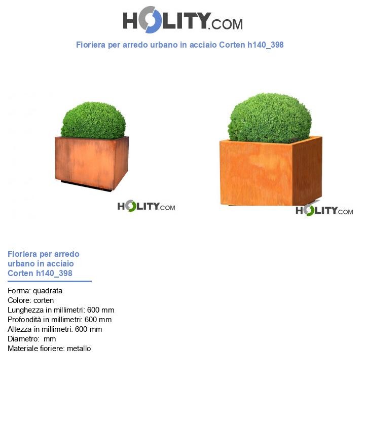 Fioriera per arredo urbano in acciaio Corten h140_398