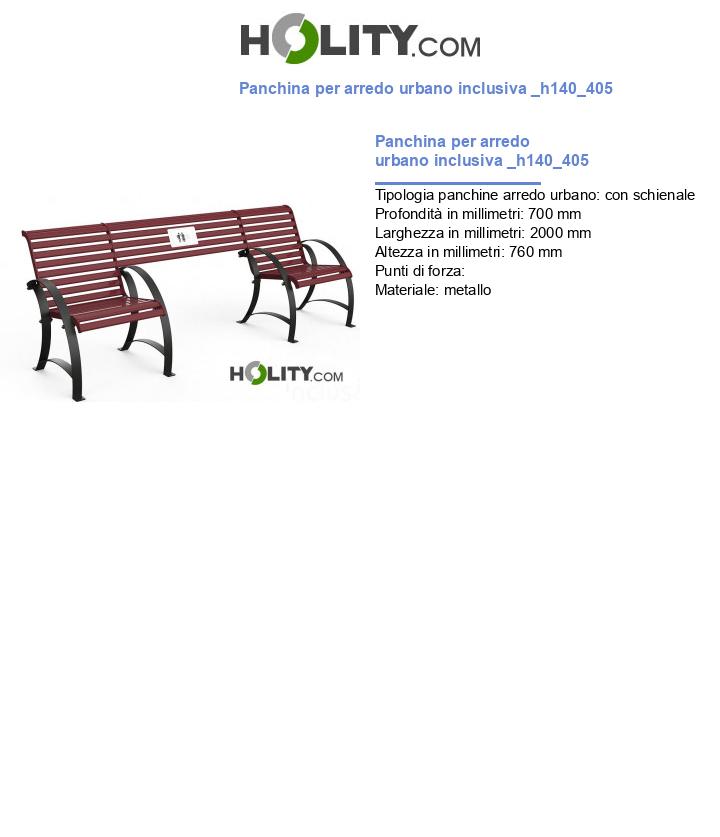 Panchina per arredo urbano inclusiva h140_405