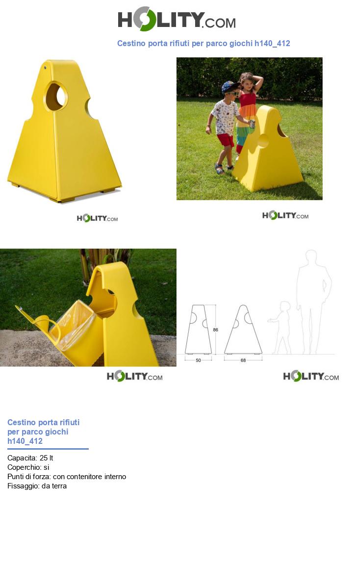 Cestino porta rifiuti per parco giochi h140_412