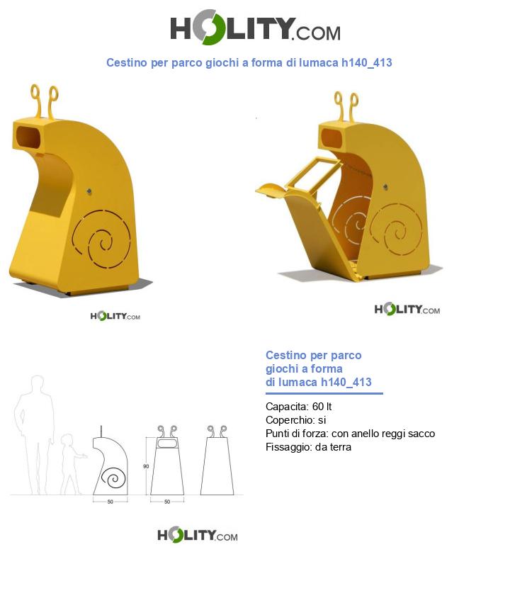 Cestino per parco giochi a forma di lumaca h140_413