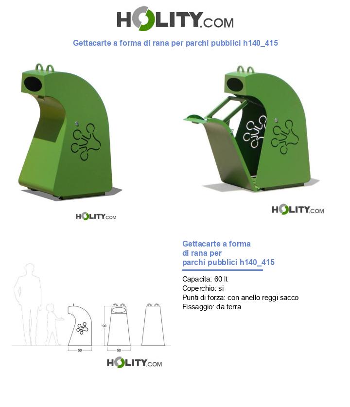 Gettacarte a forma di rana per parchi pubblici h140_415