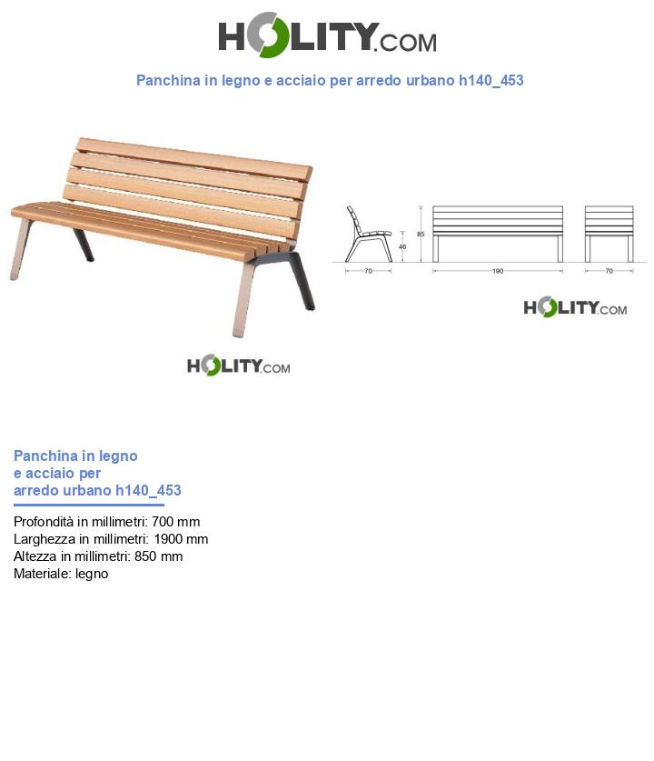 Panchina in legno e acciaio per arredo urbano h140_453