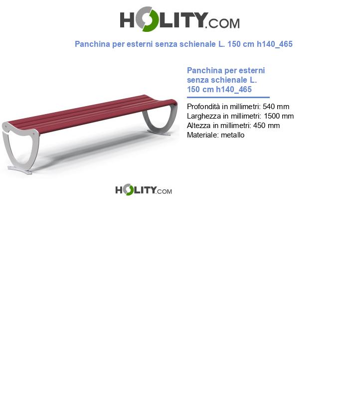 Panchina per esterni senza schienale L. 150 cm h140_465
