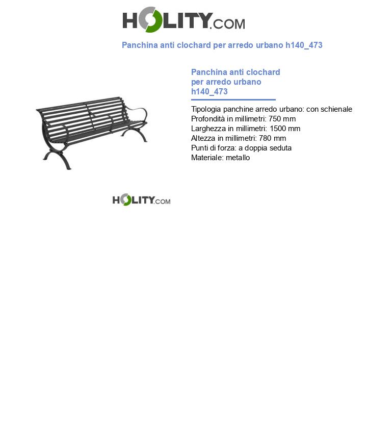 Panchina anti clochard per arredo urbano h140_473