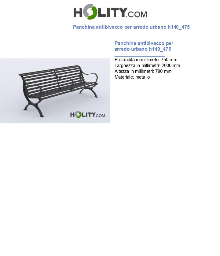 Panchina antibivacco per arredo urbano h140_475