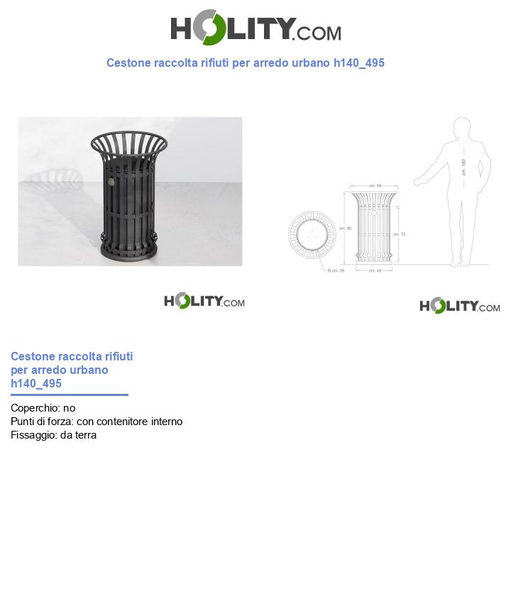 Cestone raccolta rifiuti per arredo urbano h140_495