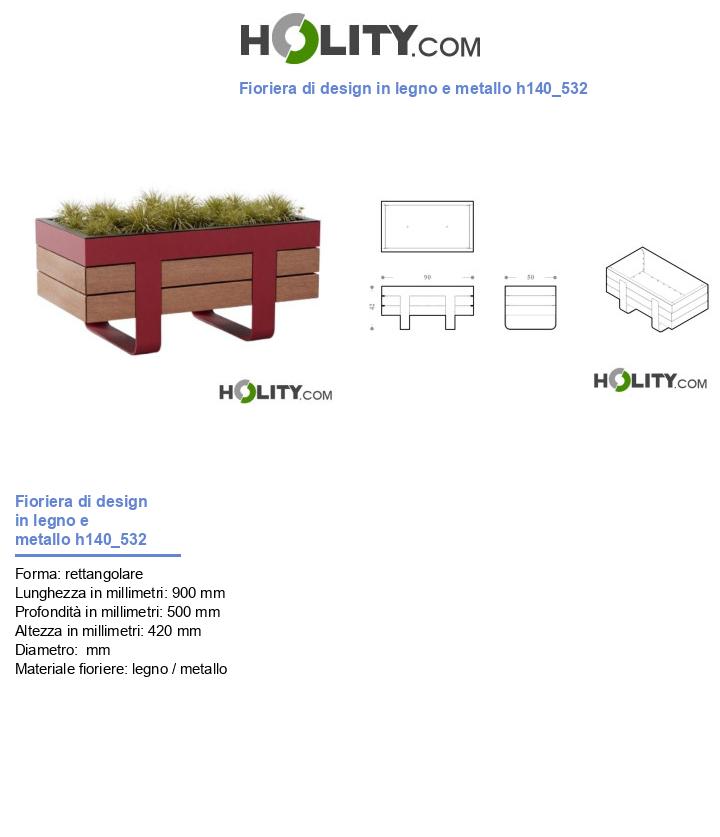 Fioriera di design in legno e metallo h140_532