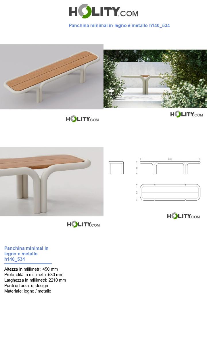 Panchina minimal in legno e metallo h140_534