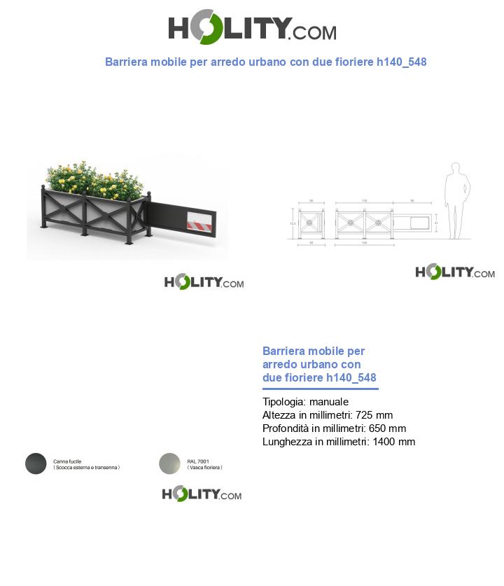 Barriera mobile per arredo urbano con due fioriere h140_548