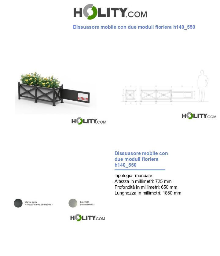 Dissuasore mobile con due moduli fioriera h140_550