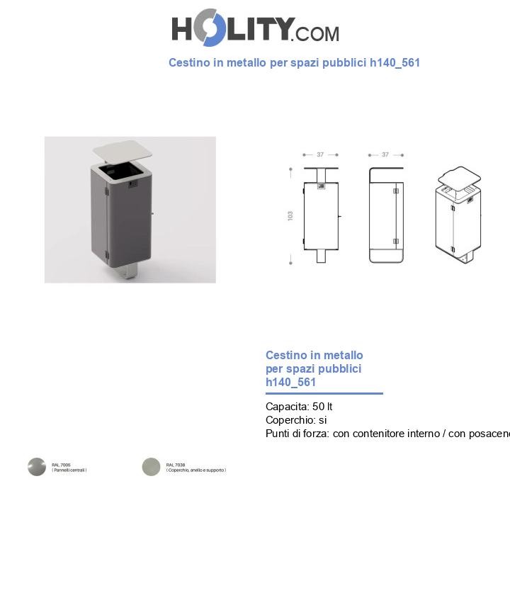 Cestino in metallo per spazi pubblici h140_561