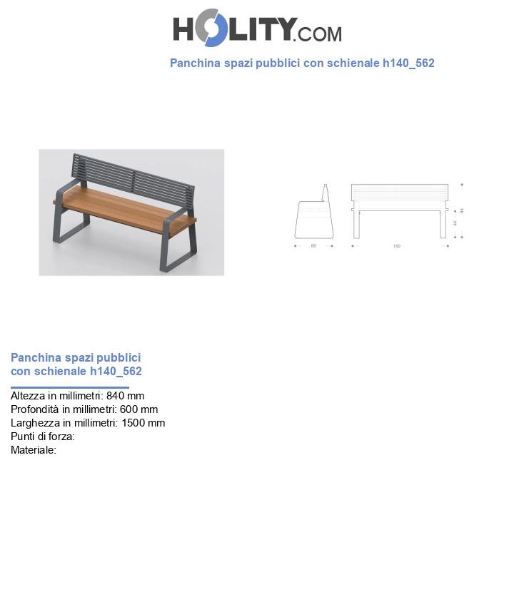 Panchina spazi pubblici con schienale h140_562