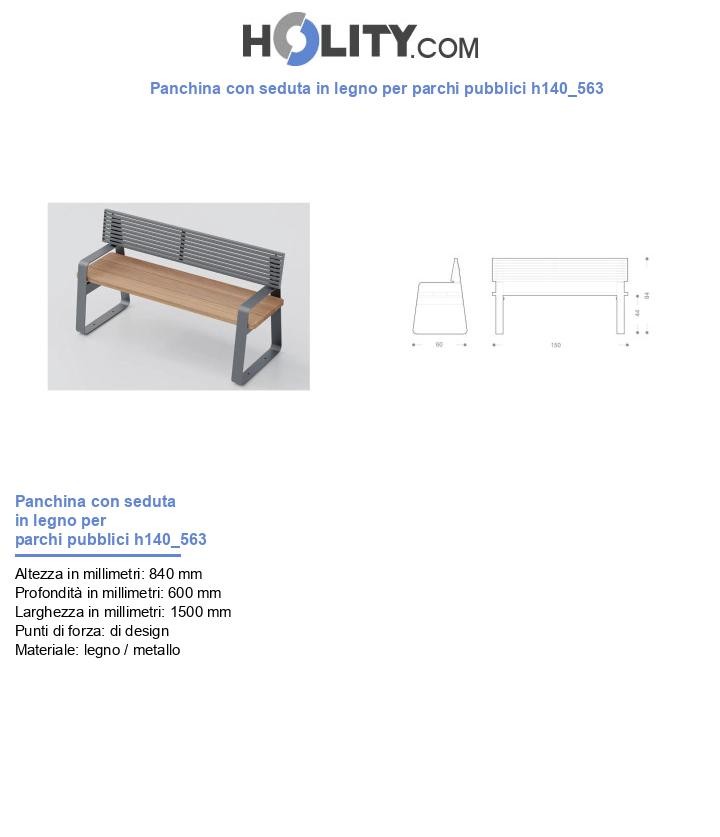 Panchina con seduta in legno per parchi pubblici h140_563