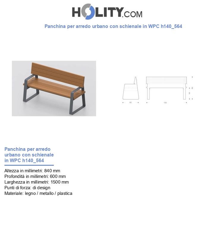 Panchina per arredo urbano con schienale in WPC h140_564