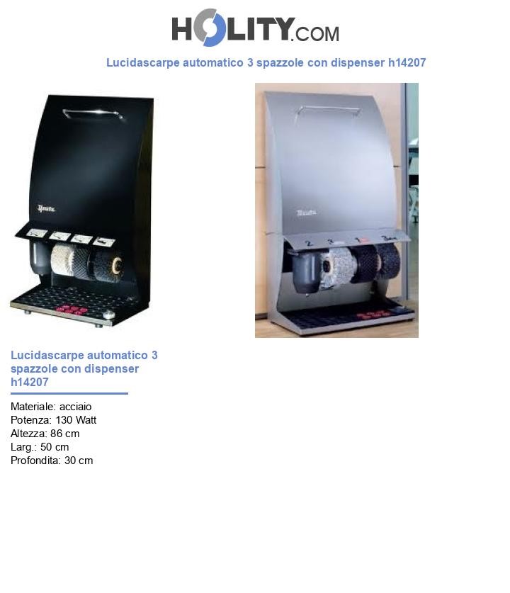 Lucidascarpe automatico 3 spazzole con dispenser h14207