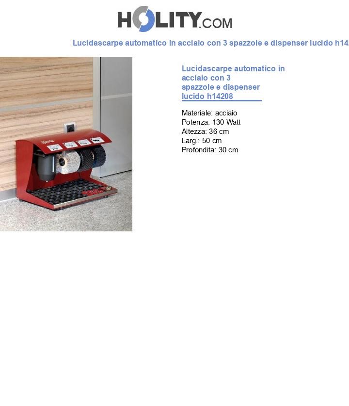 Lucidascarpe automatico in acciaio con 3 spazzole e dispenser lucido h14208