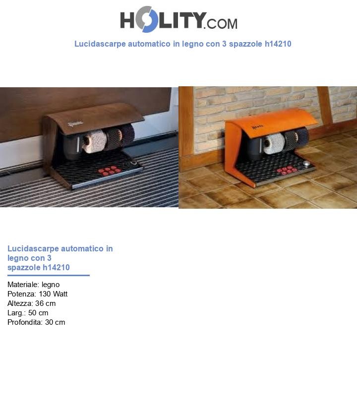 Lucidascarpe automatico in legno con 3 spazzole h14210