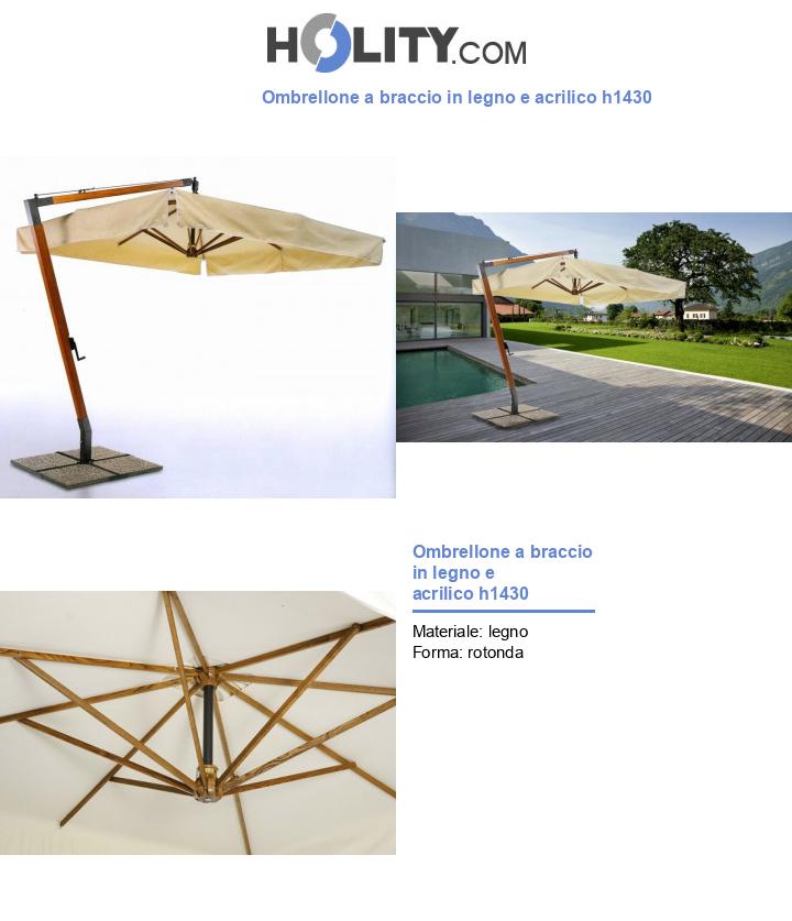 Ombrellone a braccio in legno e acrilico h1430