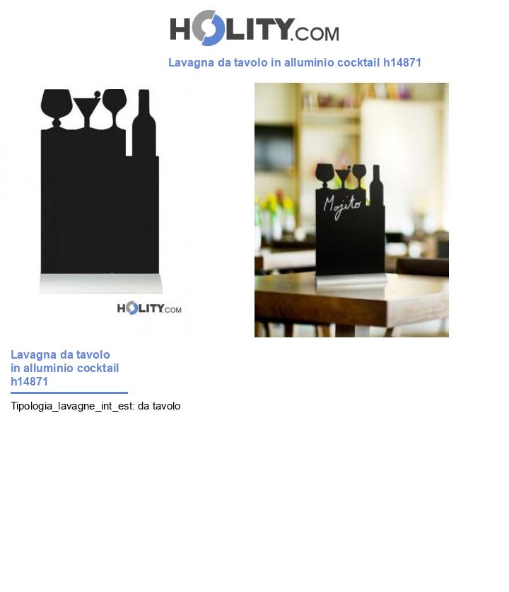 Lavagna da tavolo in alluminio cocktail h14871