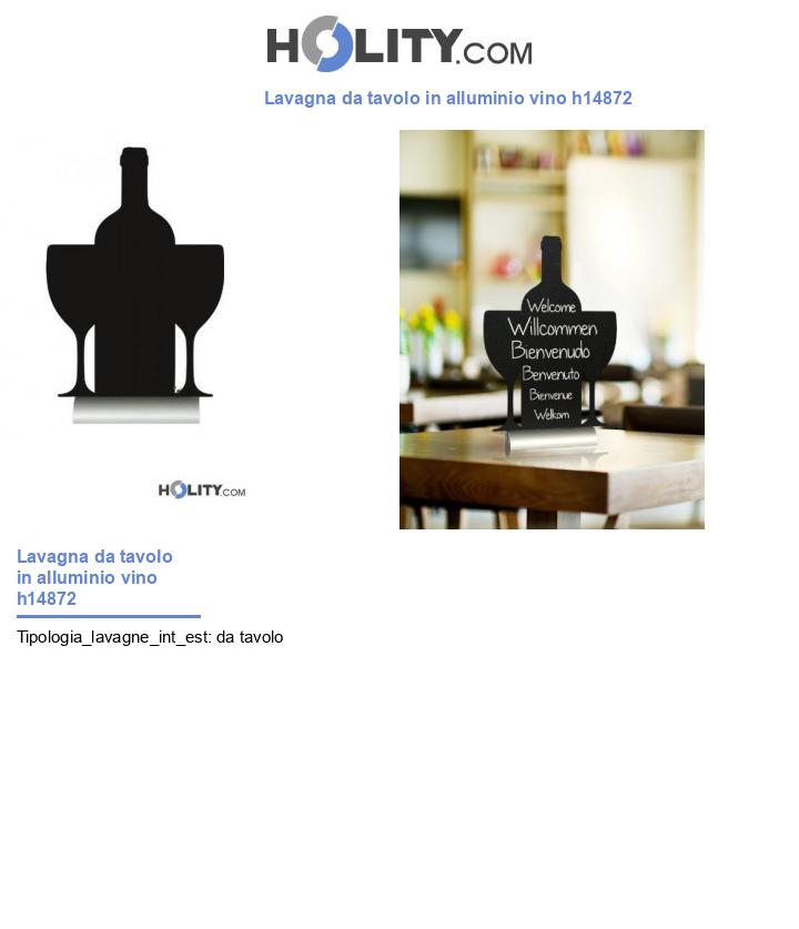 Lavagna da tavolo in alluminio vino h14872