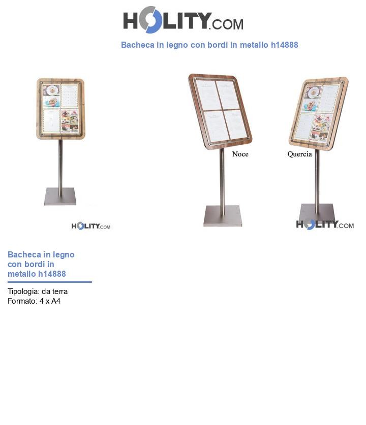 Bacheca in legno con bordi in metallo h14888