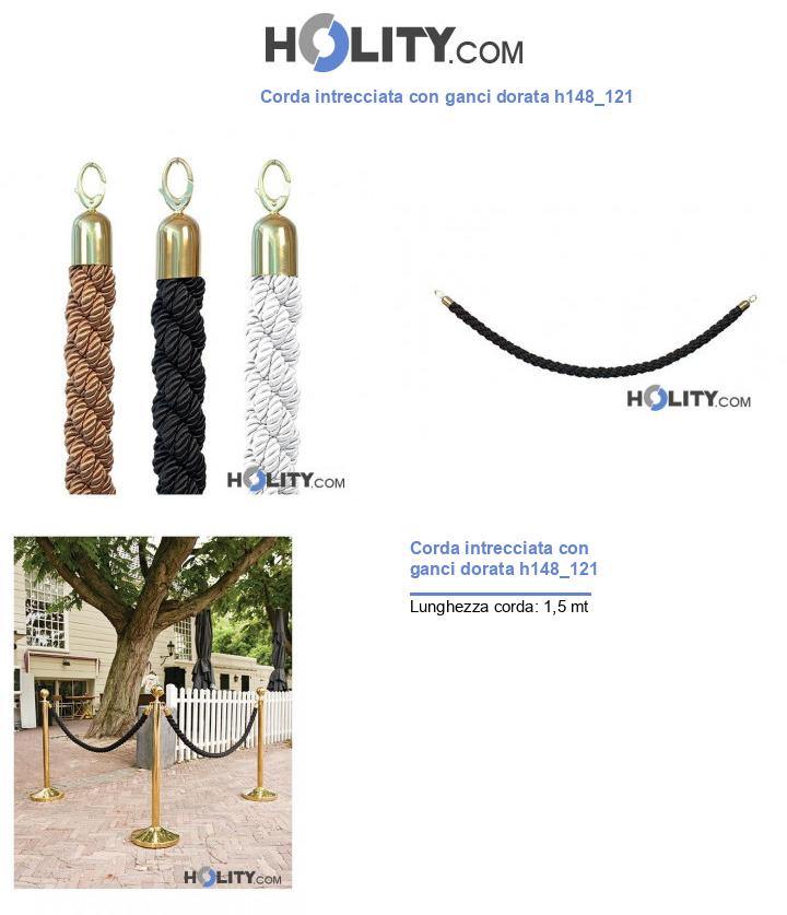 Corda intrecciata con ganci dorata h148_121