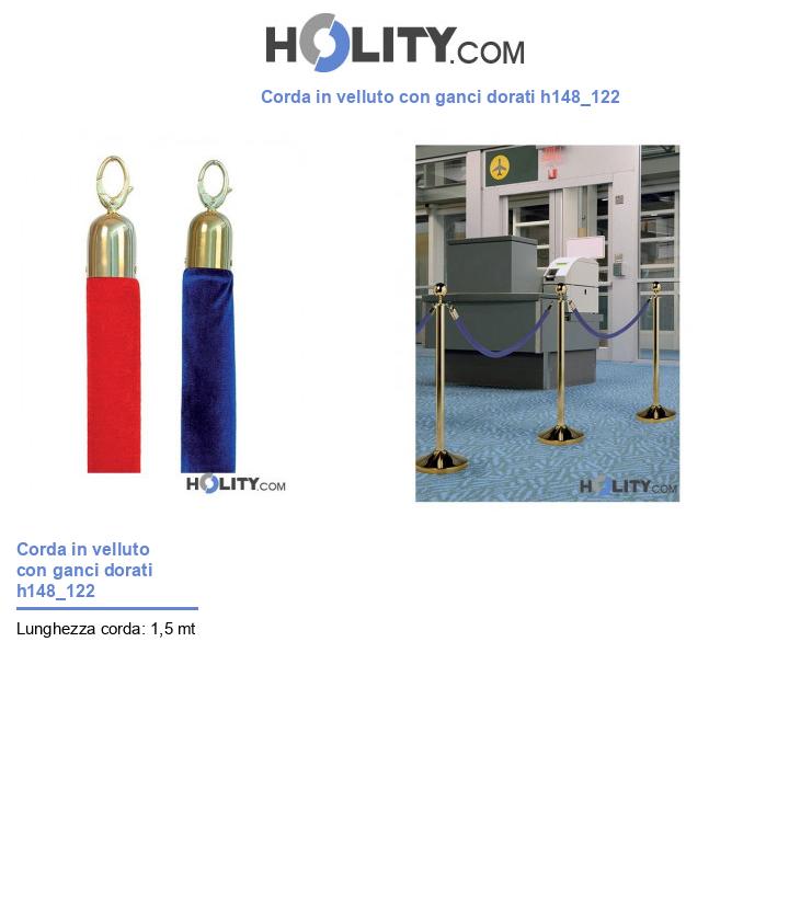 Corda in velluto con ganci dorati h148_122
