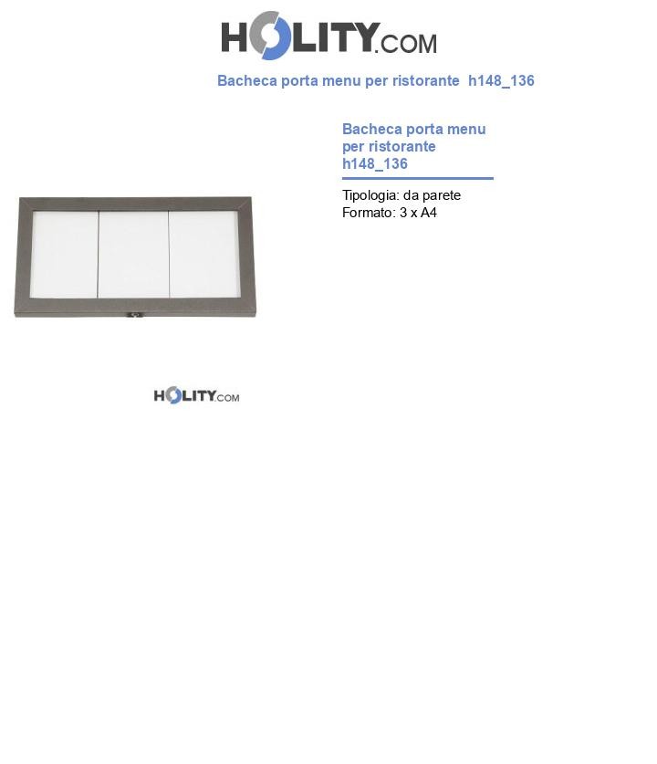 Bacheca porta menu per ristorante  h148_136