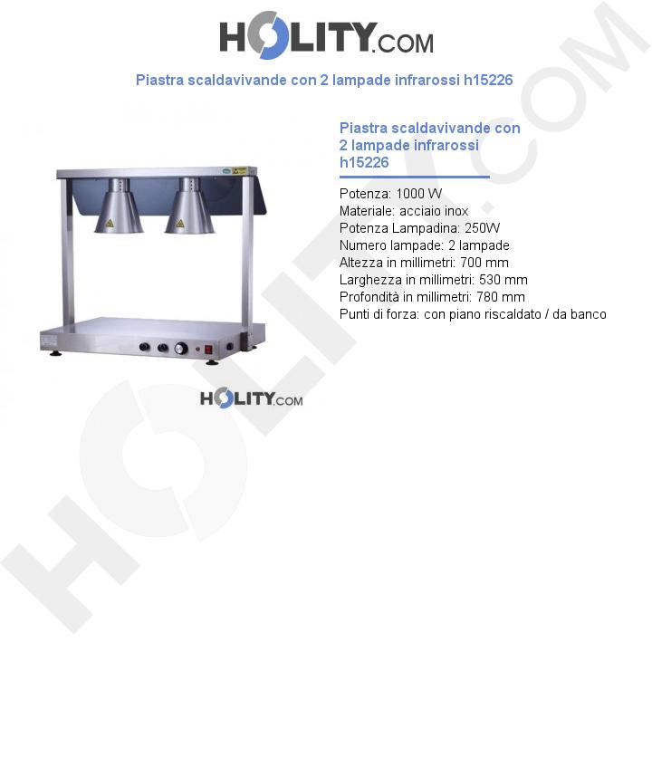 Piastra scaldavivande con 2 lampade infrarossi h15226