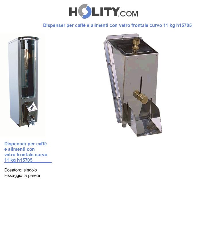 Dispenser per caffè e alimenti con vetro frontale curvo 11 kg h15705