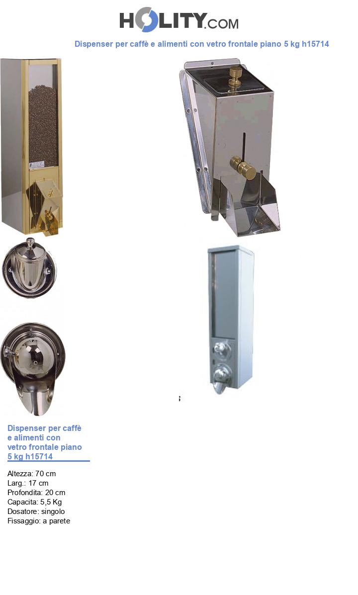 Dispenser per caffè e alimenti con vetro frontale piano 5 kg h15714