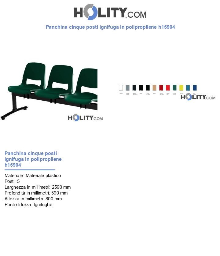 Panchina cinque posti ignifuga in polipropilene h15904