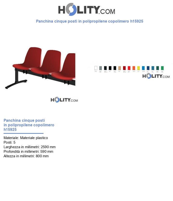 Panchina cinque posti in polipropilene copolimero h15925