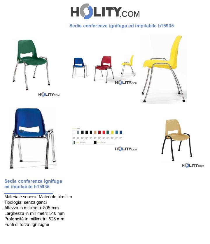 Sedia conferenza ignifuga ed impilabile h15935