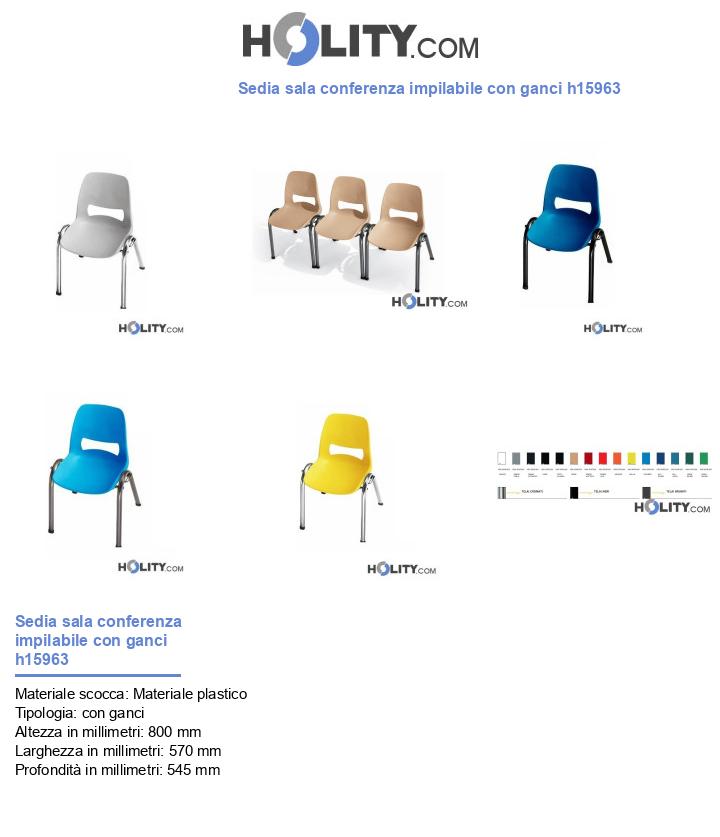 Sedia sala conferenza impilabile con ganci h15963