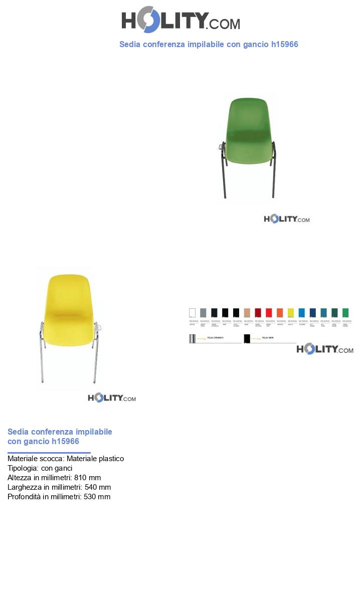 Sedia conferenza impilabile con gancio h15966