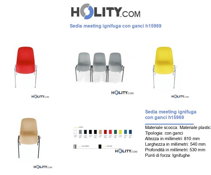 Sedia meeting ignifuga con ganci h15969