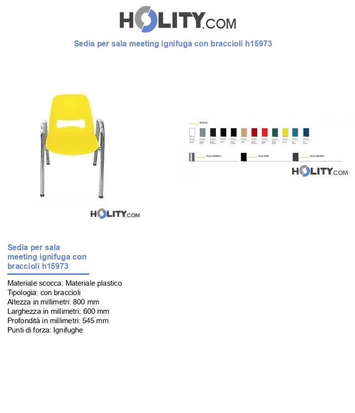 Sedia per sala meeting ignifuga con braccioli h15973