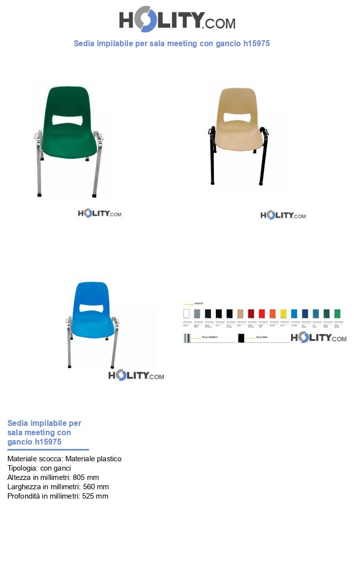 Sedia impilabile per sala meeting con gancio h15975