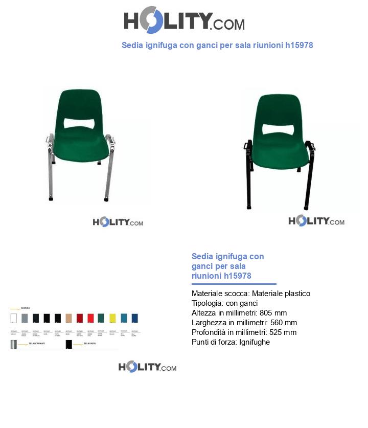 Sedia ignifuga con ganci per sala riunioni h15978