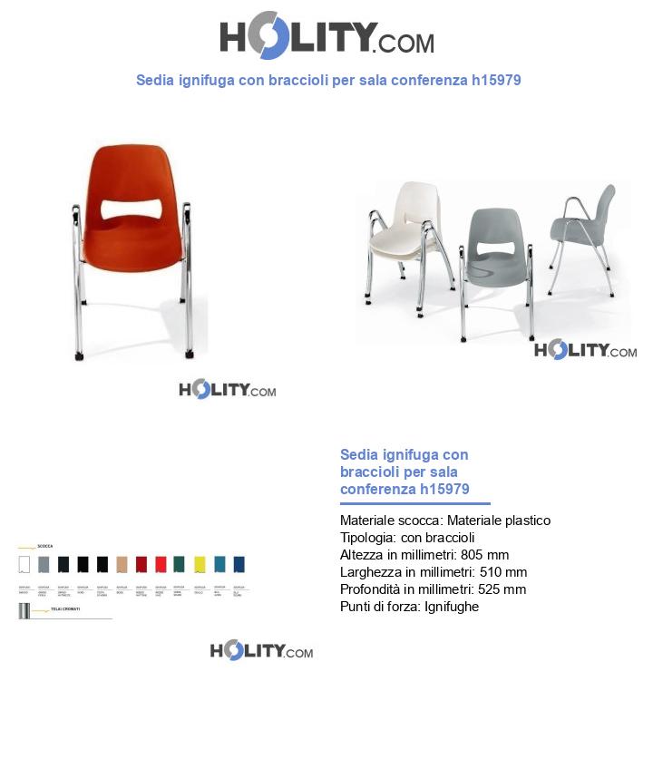Sedia ignifuga con braccioli per sala conferenza h15979