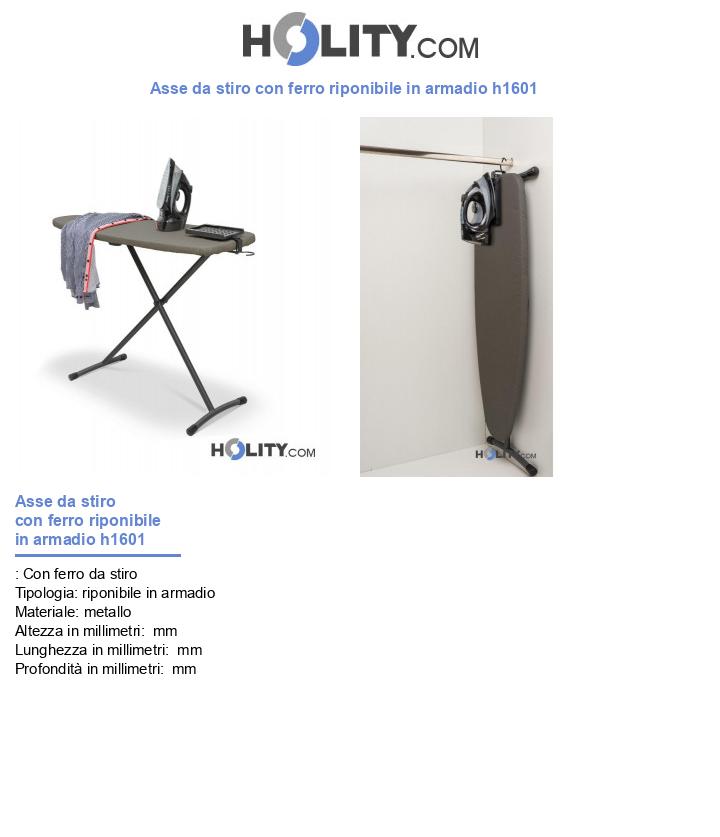 Asse da stiro con ferro riponibile in armadio h1601