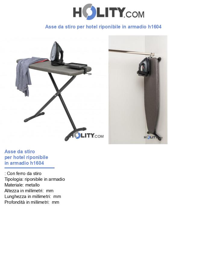Asse da stiro per hotel riponibile in armadio h1604