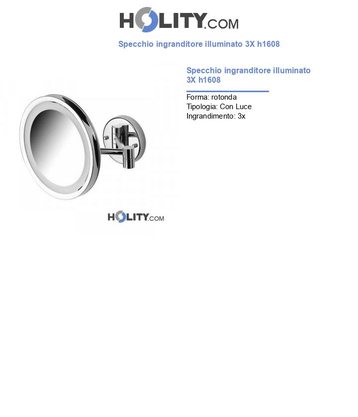 Specchio ingranditore illuminato 3X h1608
